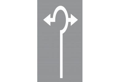 Strelice za označavanje dva ili više smjerova vožnje-Lijevo i desno na raskrižjima s kružnim tokom prometa s više prometnih traka