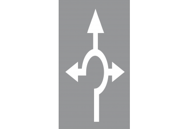 Strelice za označavanje dva ili više smjerova vožnje-Ravno, lijevo i desno na raskrižjima s kružnim tokom prometa s više prometnih traka