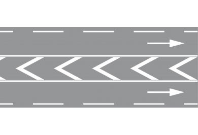 Polja za usmjeravanje prometa-Između dva prometna traka sa istim smjerovima
