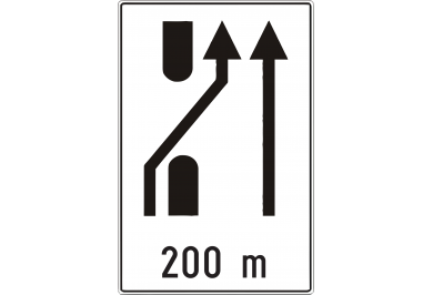 Predznak za preusmjeravanje prometa na cesti s odvojenim kolničkim trakama