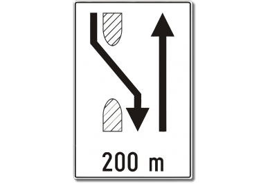 Predznak za preusmjeravanje prometa na cesti s odvojenim kolničkim trakama